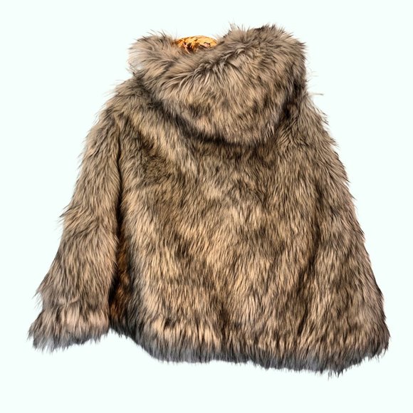 Reversible Faux Fur Velvet Cape - floral yellow and grey - Picture 8 of 8